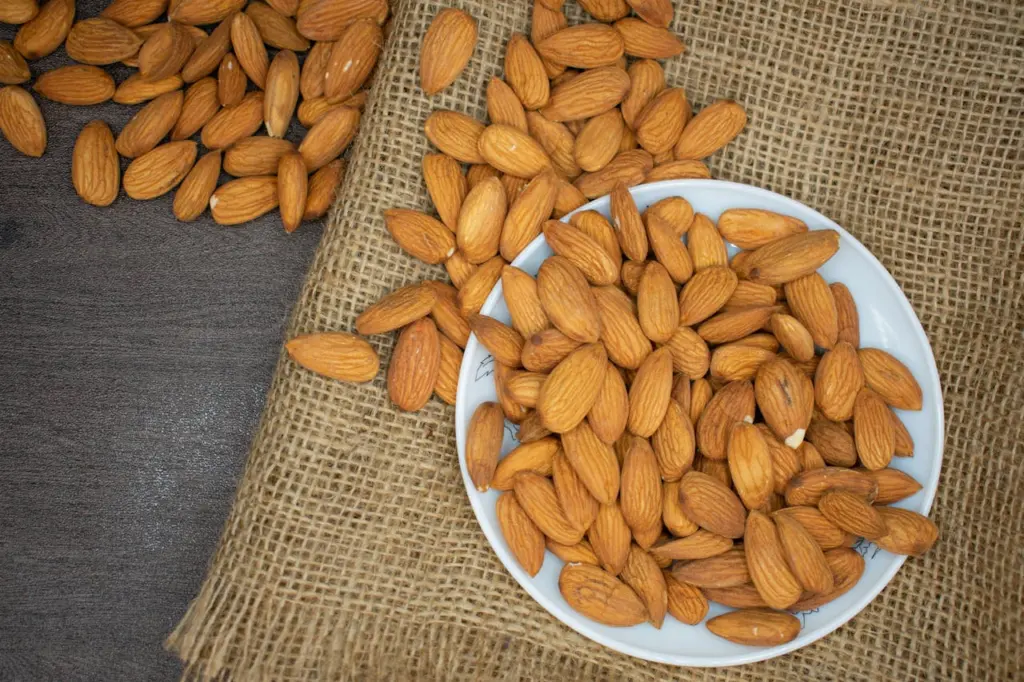 almonds overflowing from bowl