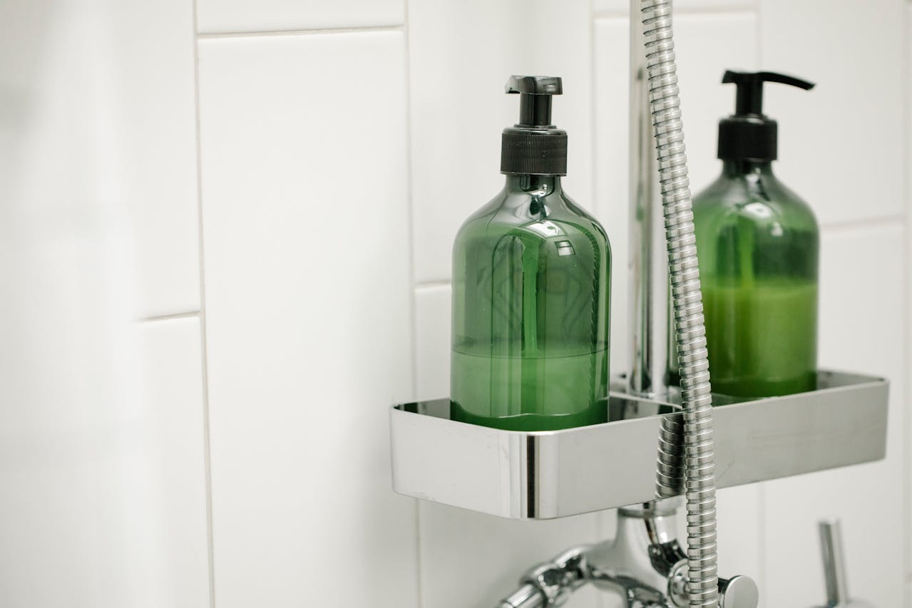 Custom Formulated Liquid Soap in shower by US based manufacturer